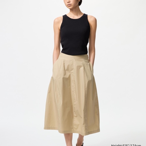 Uniqlo Dresses & Skirts - Uniqlo Women's Beige A-Line Midi Skirt